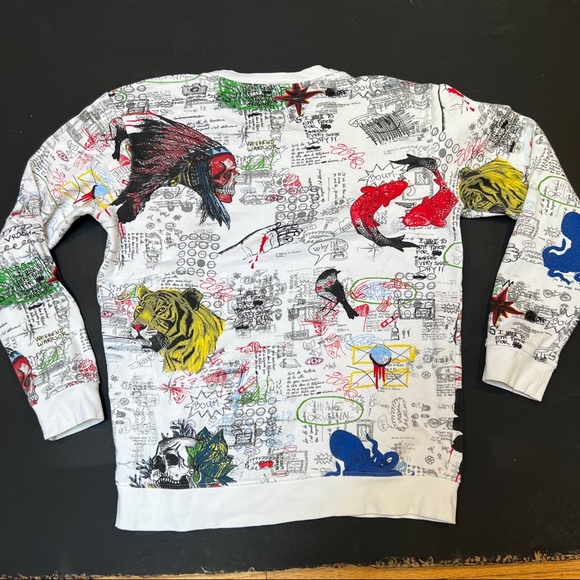 Shine Original Sweatshirt. Sz L cotton white with Multicolor graphics - Picture 2 of 10